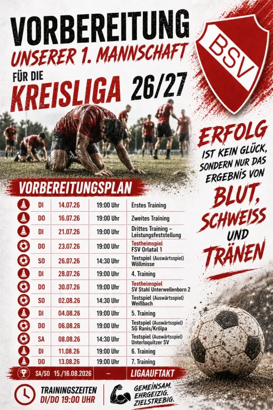 Sommerpause für die Männer ab Dienstag vorbei!